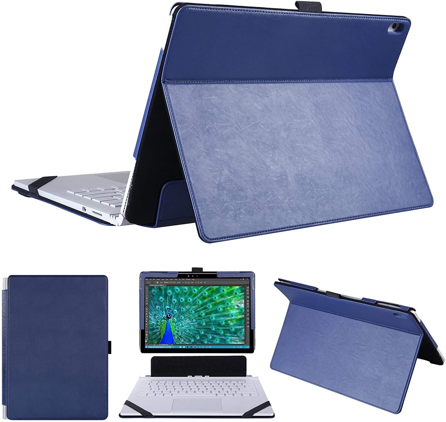 Case for Microsoft Surface Book 3 & 2 , 2 in 1 Kickstand Book Style Cover for 13.5-inch Surface Book 3 & Surface Book 2 & Surface Book 1 -Blue