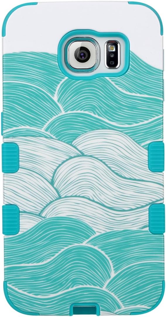 ULAK Galaxy S6 Case,S6 Case, Fashion Shock Resistant Hybrid Soft Silicone Hard PC Cover Case for Samsung Galaxy S6, Will NOT Fit S6 Active (Sea Spray/Blue)