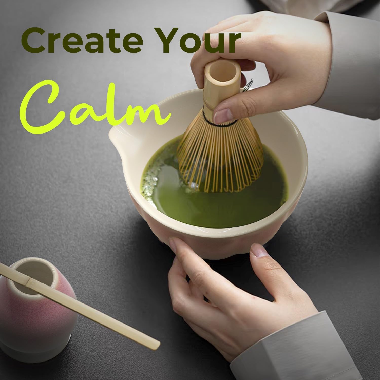 Matcha Whisk Set, 5 Pack Matcha Set Includes 15 OZ Ceramic Bowl with Spout, Bamboo Whisk, Holder, Scoop & Sifter, Complete Matcha Kit for Matcha Lovers and Tea Ceremony (Pink)