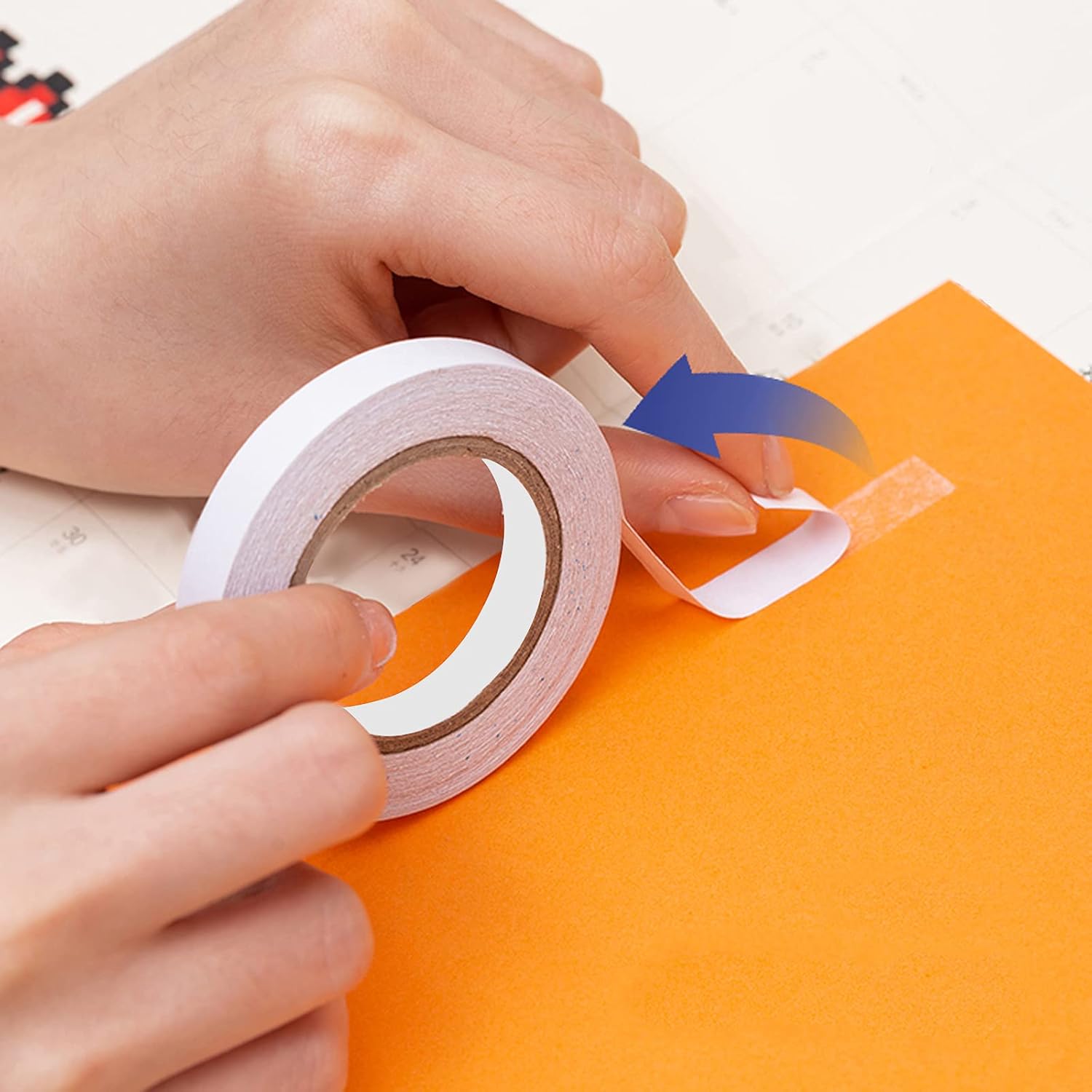 White Double Sided Adhesive Tape, 0.47" x 54 Yards Strong Sticky Tape for Arts DIY Crafts Photography Scrapbooking Card and Boxes Making Home Office School Stationery Supplies