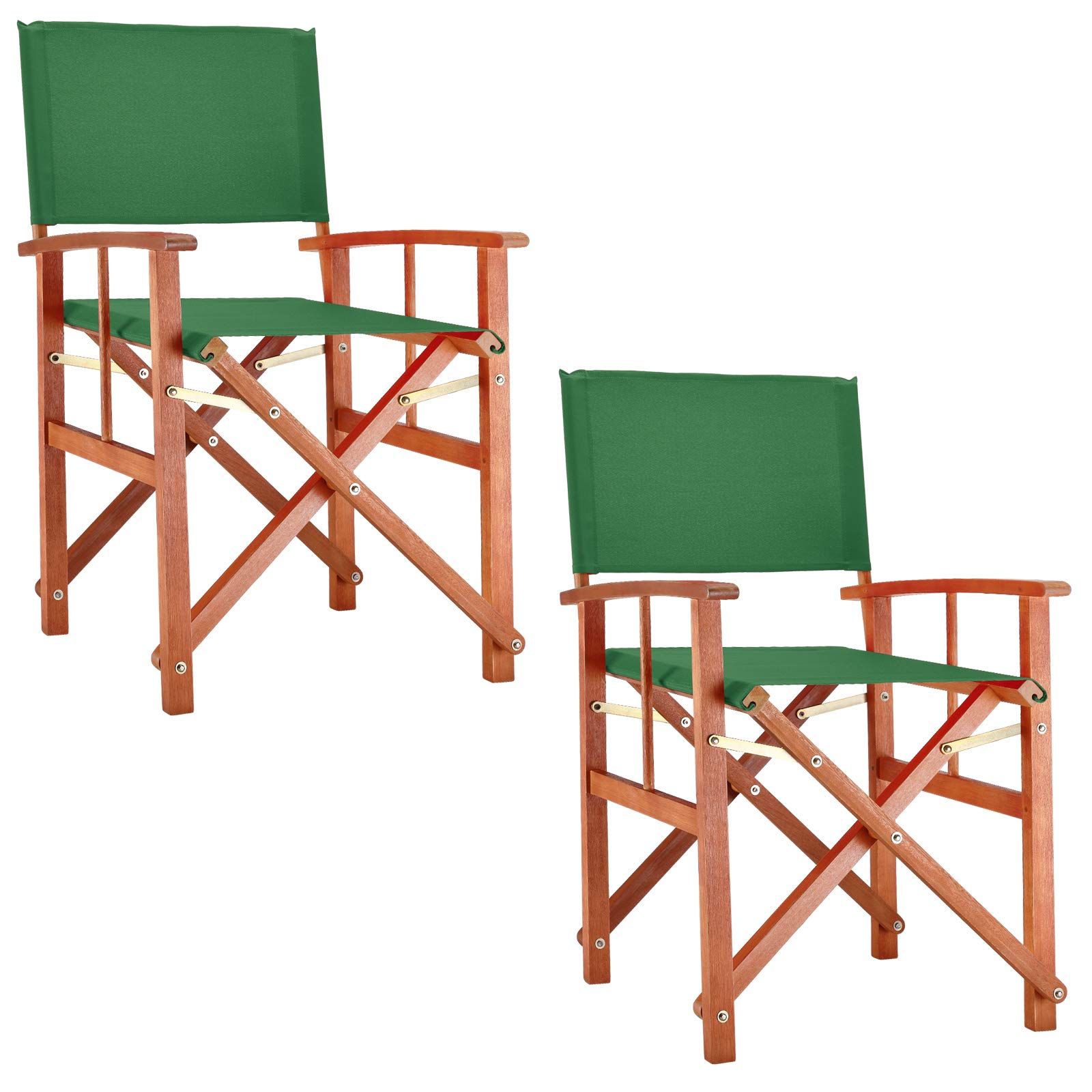 CASARIA Cannes Lot de 2 chaises de directeurs en bois | Certifié FSC | Bois d'eucalyptus | Meubles de jardin pliables pour intérieur et extérieur | Jardin pliable Pop Up Camping Pêche | Vert