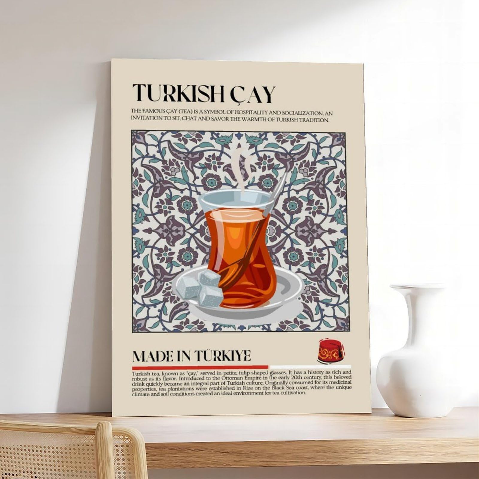 Restaurant-Poster, türkischer Tee, Leinwand-Poster, Schlafzimmer, Dekoration, Landschaft, Büro, Raumdekoration, Geschenk, 40,6 x 61 cm (L x B)