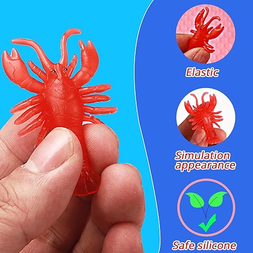 Miniatura 3 de QUXOZHLU 60 piezas de mini juguete de langosta decoración de fiesta de cangrejos de goma suave, modelos de cangrejos de río hervir suministros de