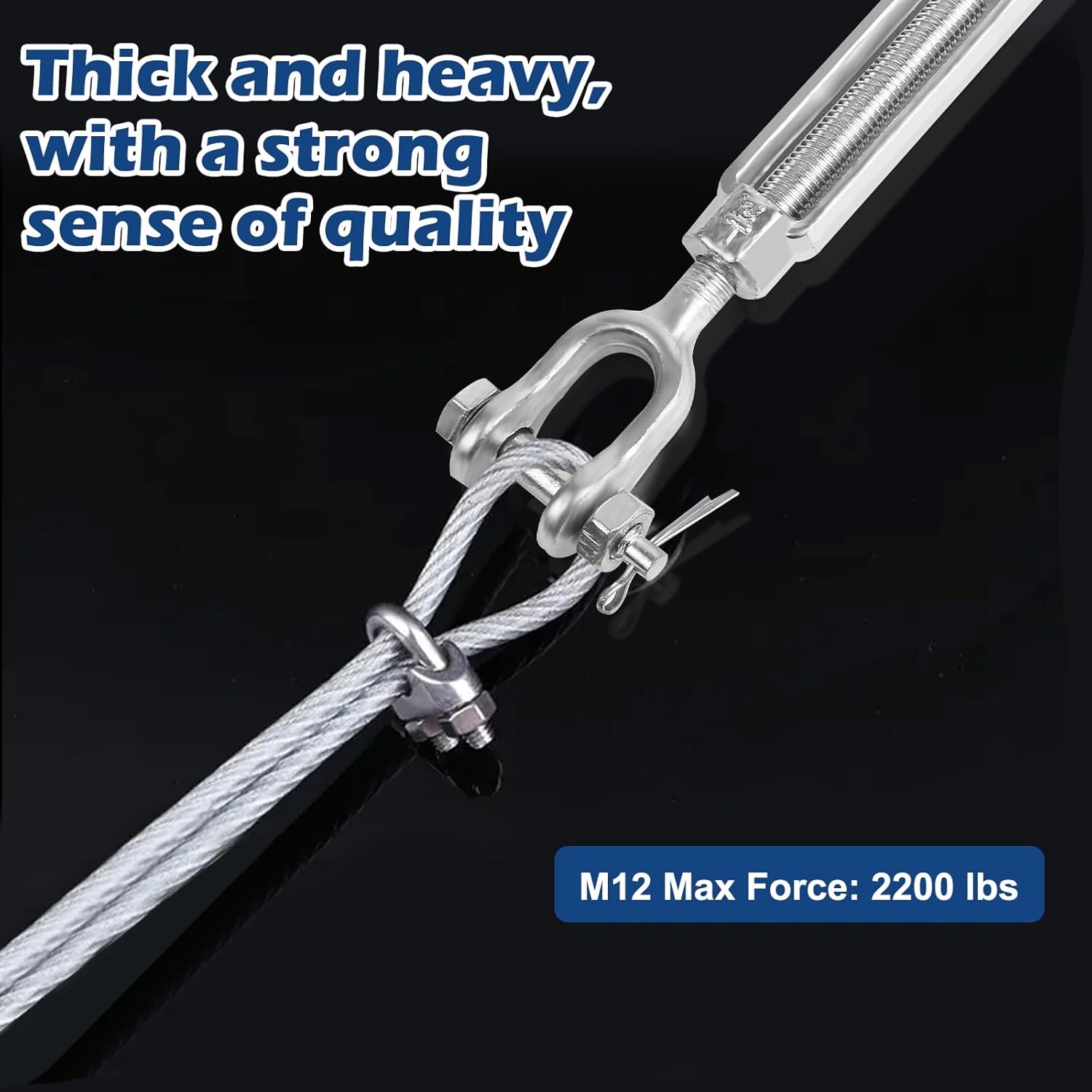 2Pack Heavy Duty Turnbuckle 1/2*6 Inch,2200 lbs Working Load Limit, Weather Resistant,Hot Dipped Galvanized Steel Jaw and Jaw Turnbuckle for Tractor, Wire Rope Tension, Sun Shade Tent, Treehouse, Deck - Image 4
