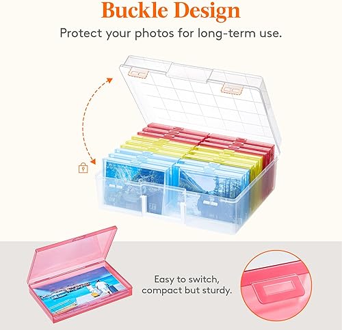 Miniatura 6 de Lifewit Caja de almacenamiento de fotos de 4 x 6 pulgadas, 18 guardianes interiores de fotos, almacenamiento de cajas de fotos multicolor,