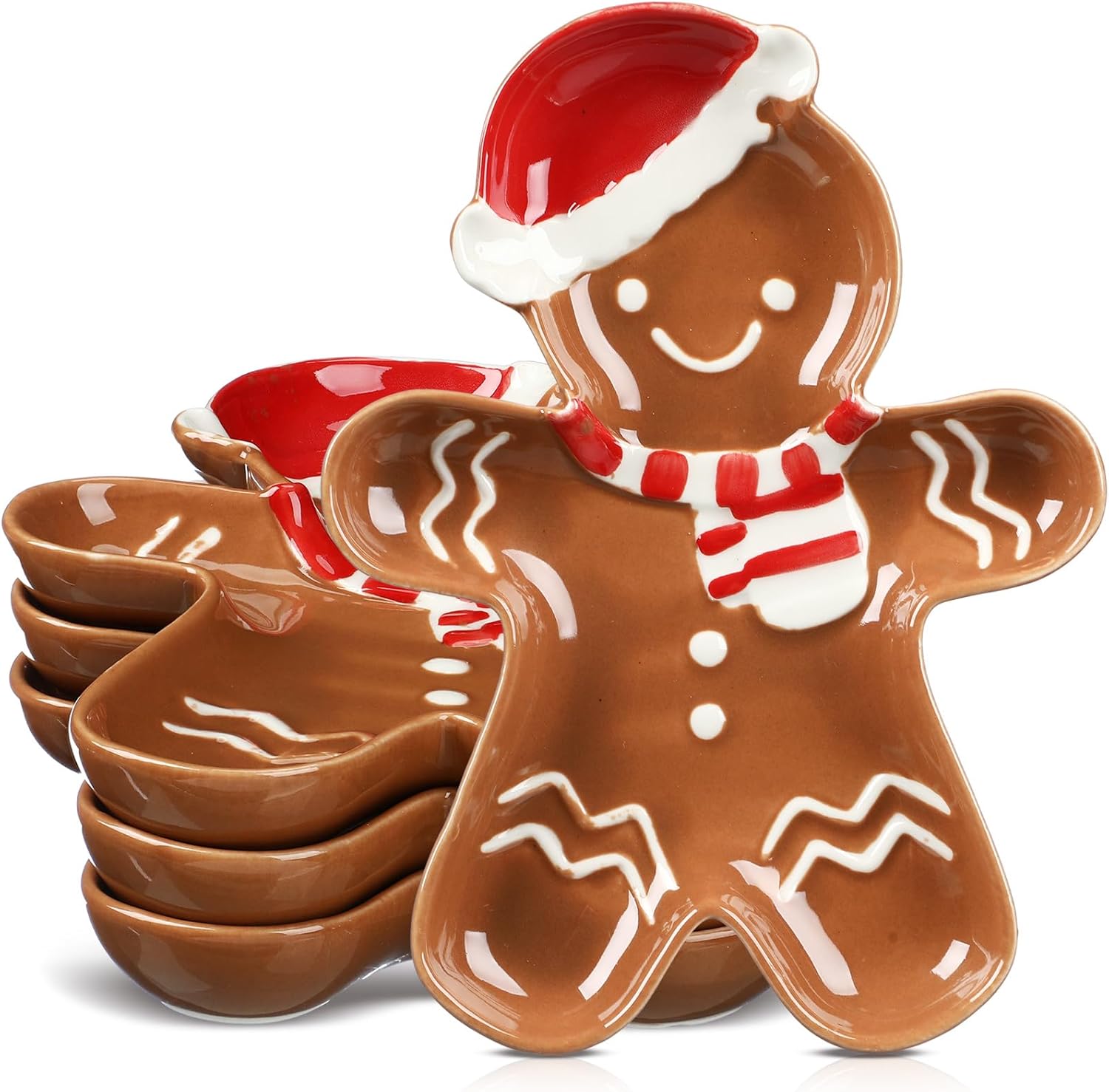 4 Pcs Christmas Ceramic Plates Gingerbread Candy Dishes