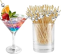 Vista 1 de 100 piezas de palillos de cóctel, palillos de dientes decorativos de bola de discoteca para aperitivos, pinchos de cóctel plateados para aperitivos