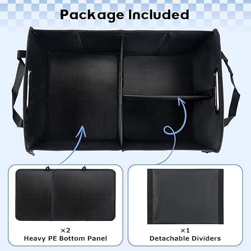 Miniatura 7 de Organizador de maletero de automóvil, 72 L de gran capacidad, impermeable, almacenamiento automático con tiras inferiores antideslizantes,