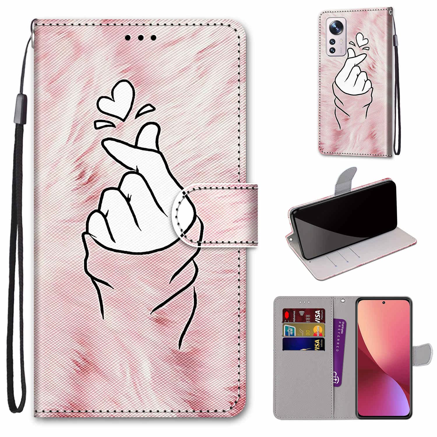 SNCLET per Xiaomi 12 Cover Cases Magnetica Protettiva Custodia per Xiaomi 12 AntiGraffio Premium PU Pelle Portafoglio Flip Supporto Porta Carte Wallet Cover per Xiaomi 12,Gatto dagli Occhi Azzurri
