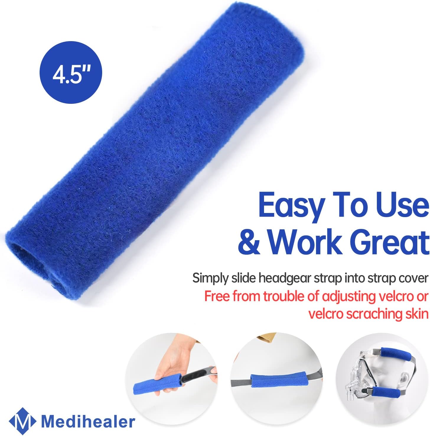 8 Pack CPAP Headgear Strap Covers, Universal and Reusable CPAP Strap Covers, Soft-Fleece Strap Pads for Reduce Red Marks, Great Value Kit Supplies by Medihealer
