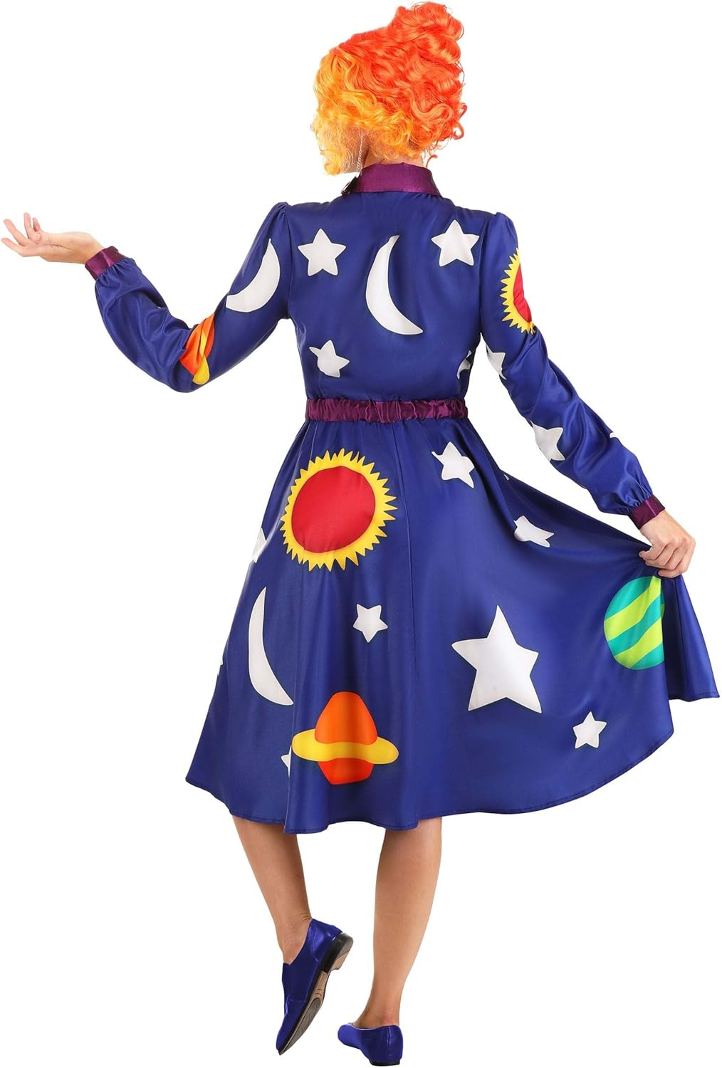 Ms Frizzle Dress Costume For Women | Outfit With Shirt Collar, 3-Button Front Placket, Space Detail With Planets