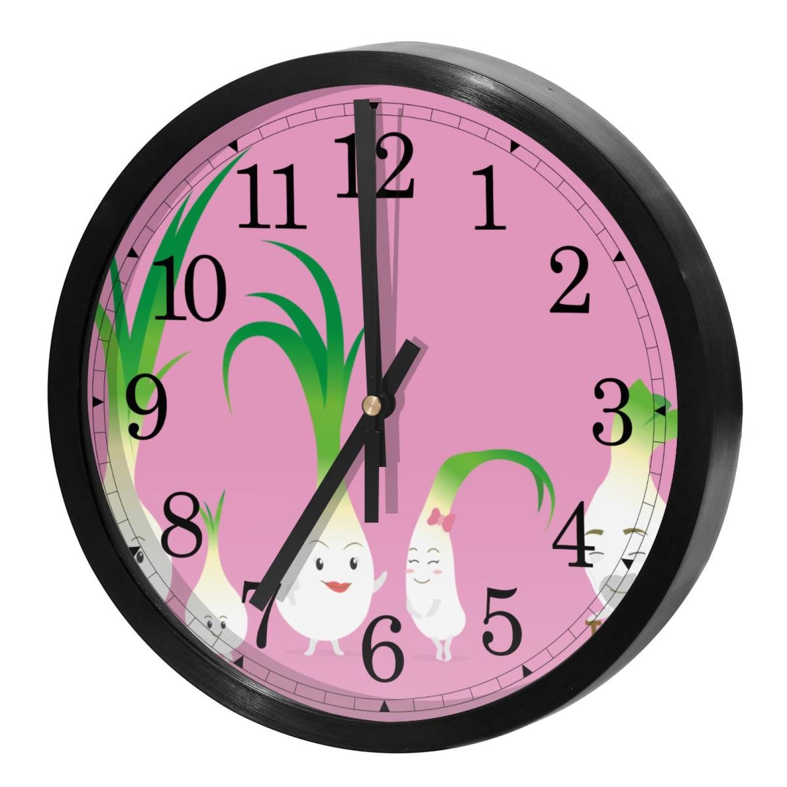 Horloge murale silencieuse quartz fonctionne à piles pour bureau et maison rose