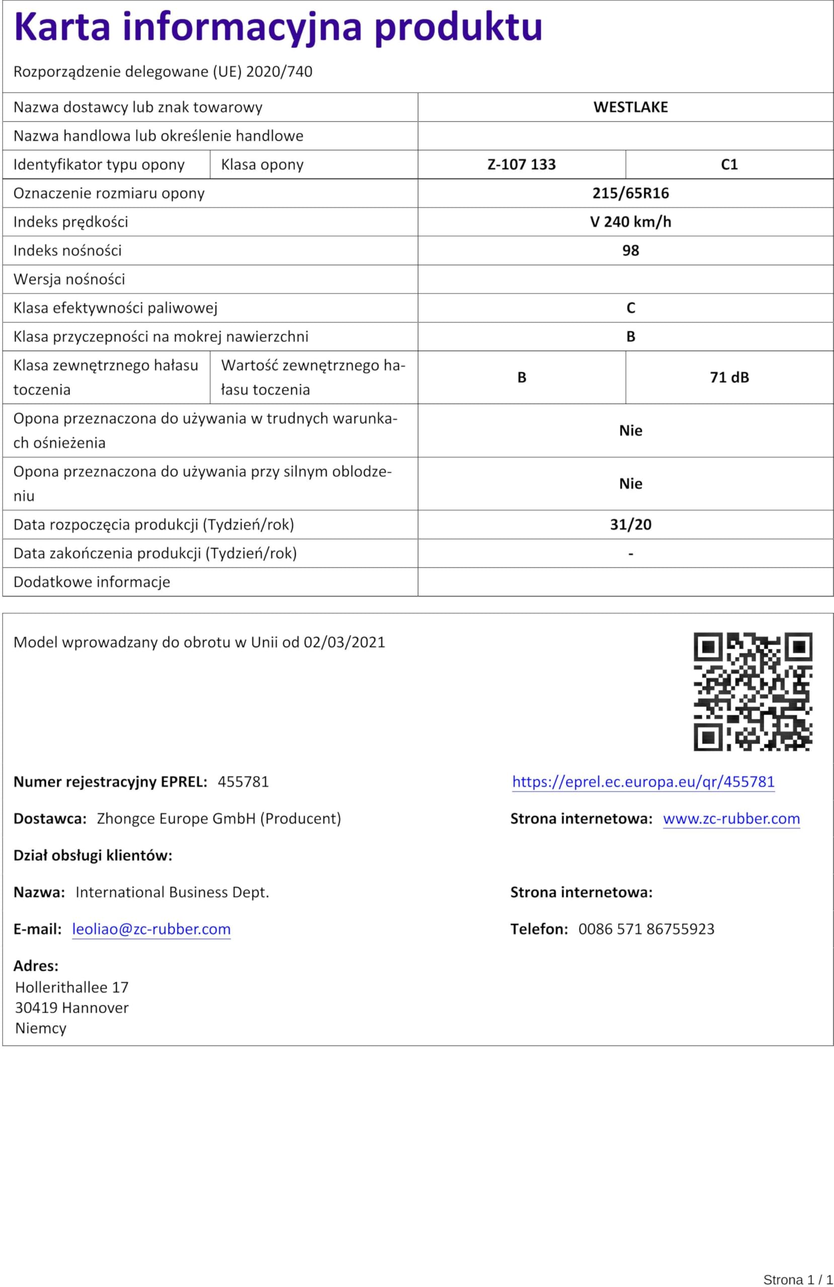 WESTLAKE 215/65 R16 98V Estivo Auto Compatibilità con VW TIGUAN 5N Transporter V Van 7HA, 7HH, 7EA, 7EH Transporter V Bus 7HB, 7HJ, 7EB, 7EJ, 7EF, 7EG, 7HF, 7EC, MERCEDES-BENZ, BMW