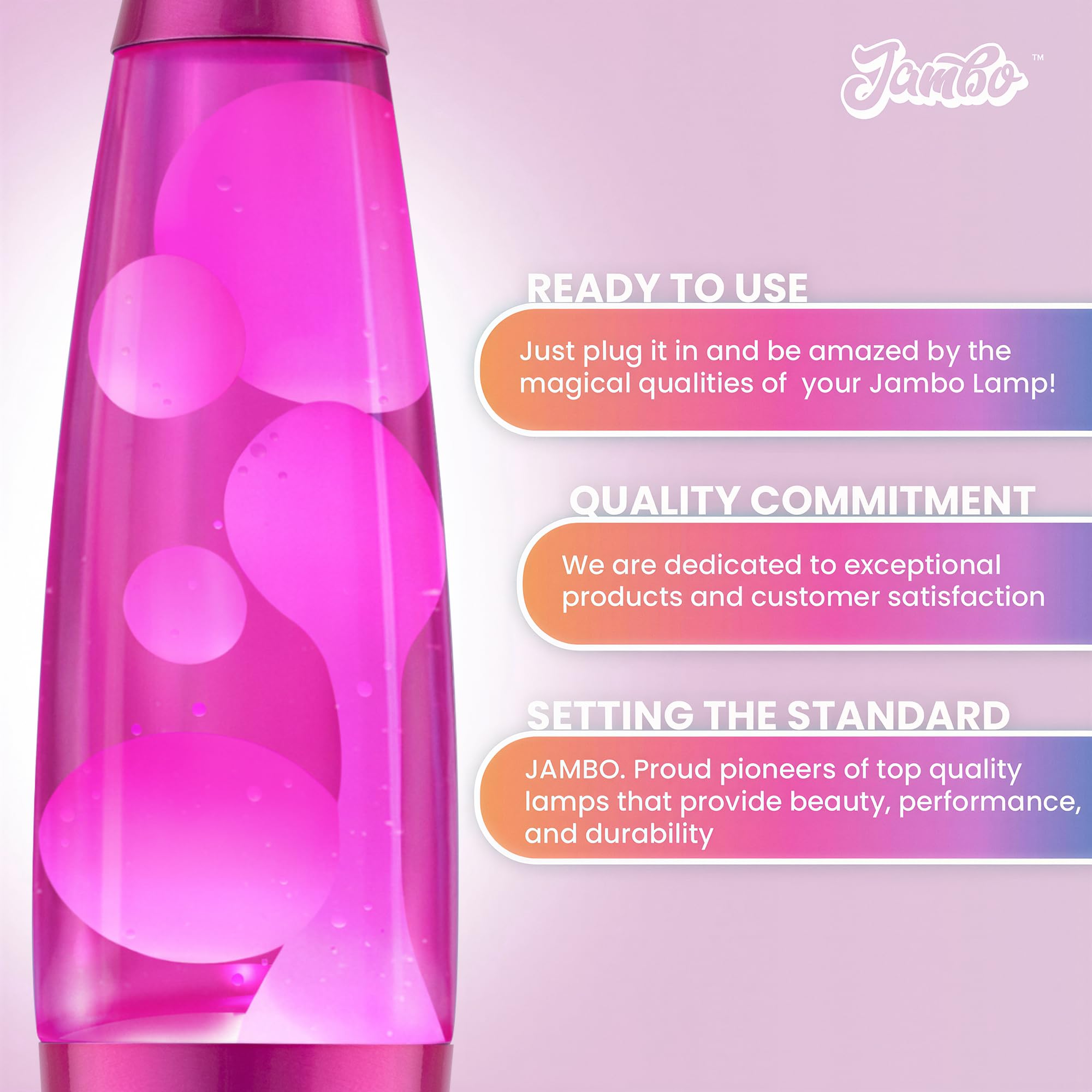 Jambo Lámpara líquida con flujos de cera como lava, lámparas frías, luces nocturnas para niños, adultos, adolescentes (16 pulgadas, base rosa, líquido rosa, cera blanca)