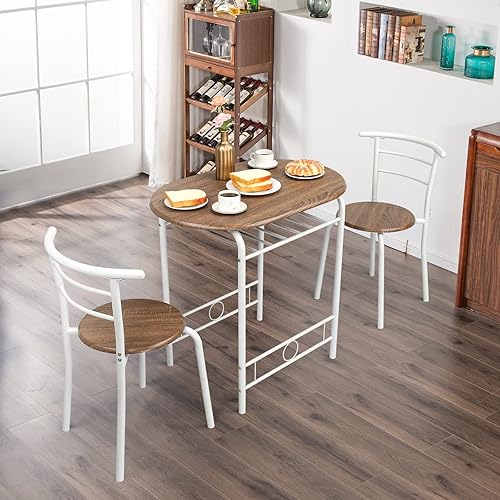 Miniatura 3 de VINGLI Juego de comedor de 3 piezas, juego de mesa de cocina pequeña para 2, juego de mesa de desayuno, mesa de cocina de madera y 2 sillas para
