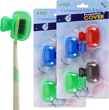 Tecbeauty 8Pcs Toothbrush Head Covers Travel Toothbrush Protector Cap Brush Pod Case Protective Plastic Clip for Household Travel, Camping, Bathroom, Multiple Color
