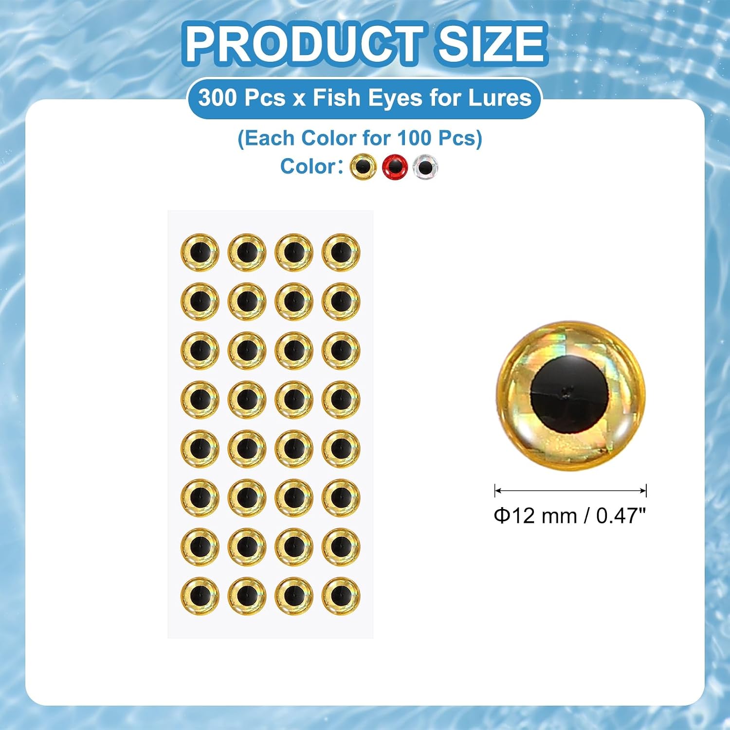 Fish Eyes for Lures Making, Eyes Fly Tying Materials Lures, Artificial Fishing Baits -Fit for (Fish Bait)