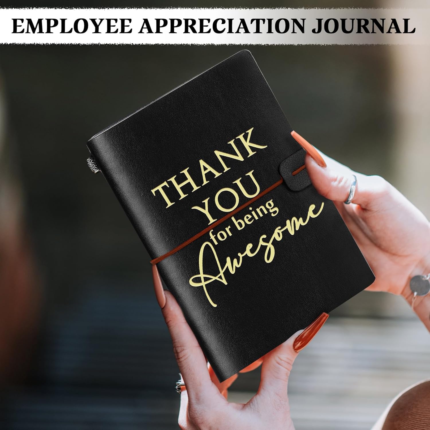 Kosiz 6 Pack Emoployee Appreciation Gifts Leather Journals Bulk Inspirational Notebooks Pocket Notepads Elephant Thank You Gifts for Coworker Volunteer Nurse Teacher (Black)