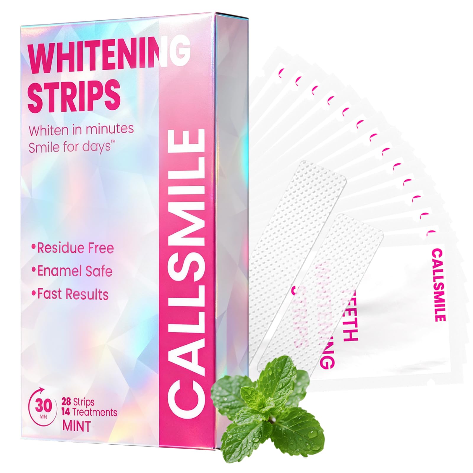 CALLSMILE Teeth Whitening Strips - Whitening Strips for Sensitive Teeth Hydrogen Peroxide Teeth Whitener for Coffee Wine Tobacco
