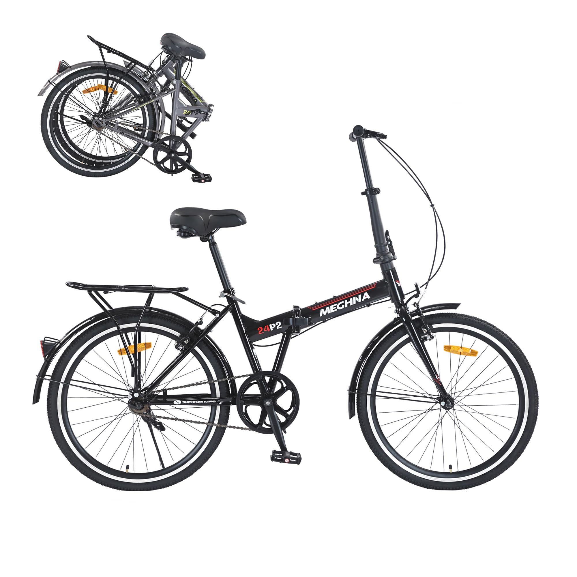 Amazon.com : MEGHNA Folding City Bike 24 inch Wheel Single Speed