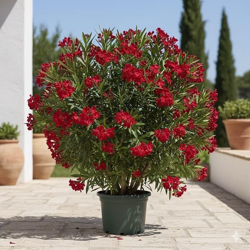 Oleander Rouge Simple Intensives Rot 4L Topf Nerium Oleander Zierpflanze