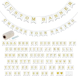 Custom Banner Kit, 97 White Cotton Canvas Flags with Gold Vinyl Printed ...