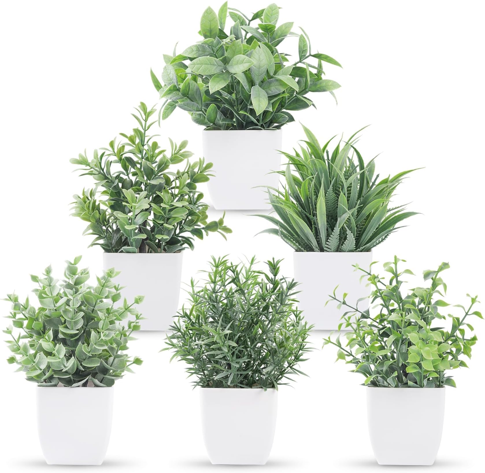 6 Pack Fake Plants Small Artificial Plants Faux Plants Indoor for Home Bathroom Bedroom Living Room Classroom Decor