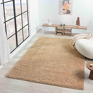 VIMODA Teppich Prime Shaggy Hochflor Langflor Einfarbig Modern Beige für Wohnzimmer, Schlafzimmer, küche, Maße:120x170 cm