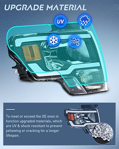 Miniatura 5 de Nilight Conjunto de faros delanteros para Ford F150 F-150 2009 2010 2011 2012 2013 2014, LED DRL, carcasa negra