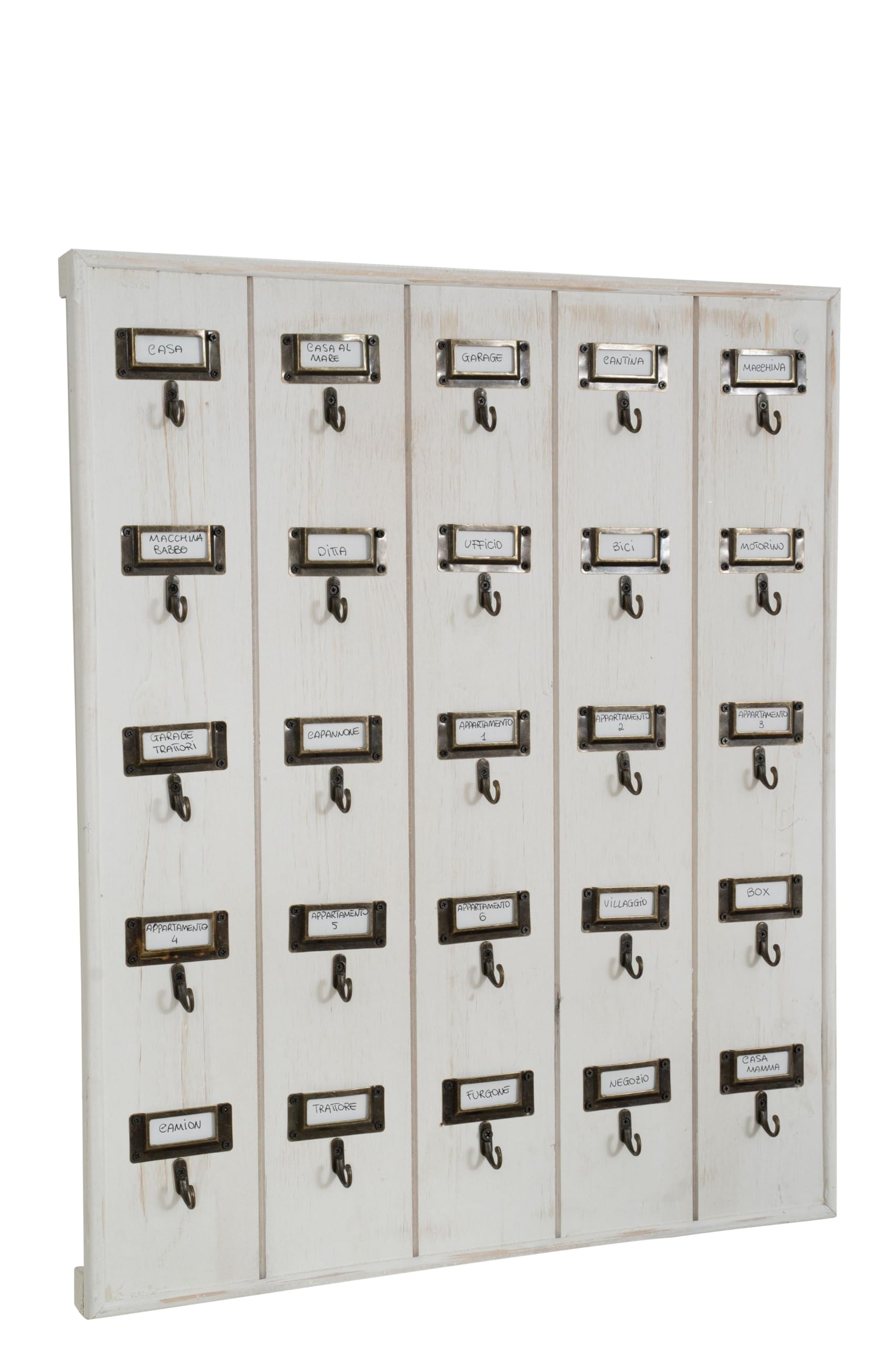 Biscottini Schlüsselanhänger Casa – Schlüsselhalter für die Wand, 25 Haken aus Holz, 61 x 50 x 5 cm – Schlüsselbrett – Schlüsselanhänger für Hauseingänge – Schlüsselhalter an der Wand