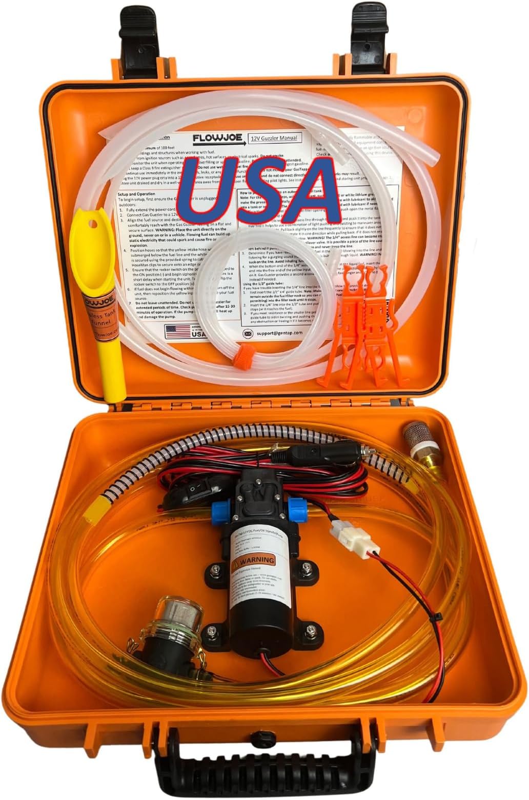 FlowJoe – Gas Guzzler Transfer Pump Moves 72 Gallons of Fuel or Water Per Hour. Great for Preppers, UTV’s, Boats, Equipment, Cars, Gas, Diesel, Etc. Manufactured in the USA. Wireless Remote Included.