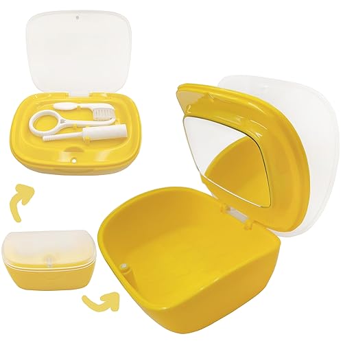 MURRI&MURRDI Estuche retenedor para dentadura postiza para baño, estuche magnético para dentaduras postizas de cierre y abierto, contenedor de