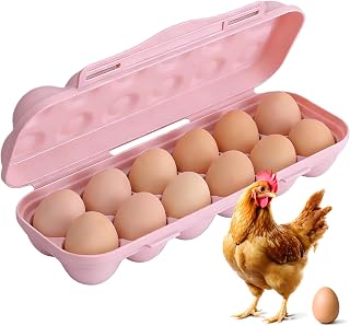 PhantomSky Large Capacity Outdoor Egg Holder, Plastic Egg Fresh Carrier Egg Storage Container Organizer Box for Fridge, Stackable Egg Holder for Refrigerator Picnic Hiking Travel, 12 Eggs Tray Pink