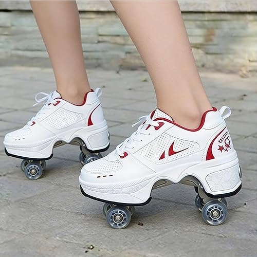 Miniatura 3 de 2-in-1 Roller Skates & Sneakers with Retractable Wheels - Convertible Lightweight Outdoor Fitness Shoes for Women, Men & Children - Unisex Kick