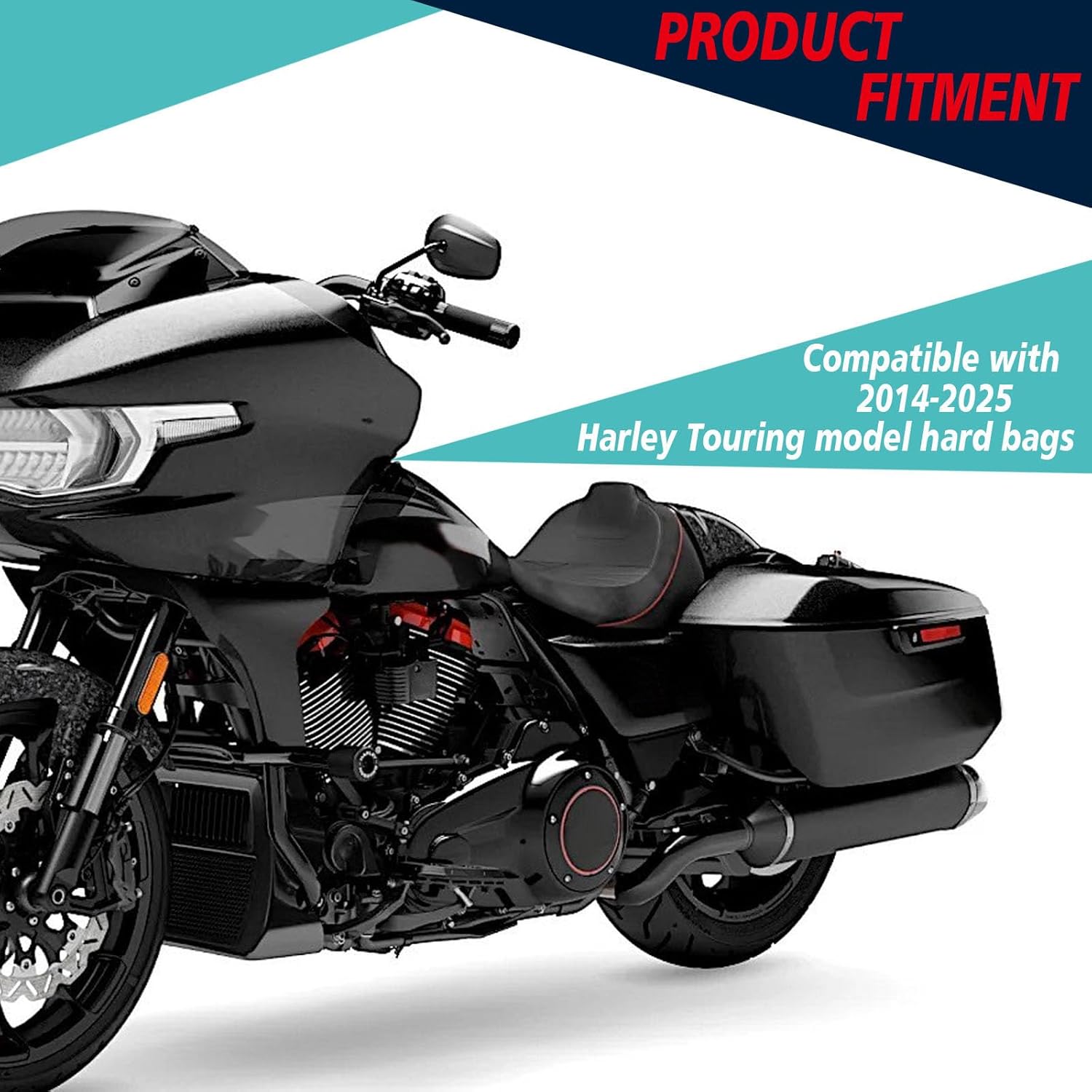 YHMOTO Motorcycle One Touch Opening Saddlebag Black Latch Lids Hardware Cover Hinge for Harley Touring Models 2014-2026 Saddlebag Hardware Kit (Chrome)