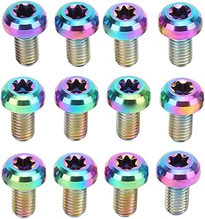 BuyWeek Bike Brake Disc Rotor Bolts, 12Pcs Bicycle Disc Brake Rotor Screws M5x10mm T25 Titanium Alloy Bicycle Disc Brake Bolts Bicycle Accessories