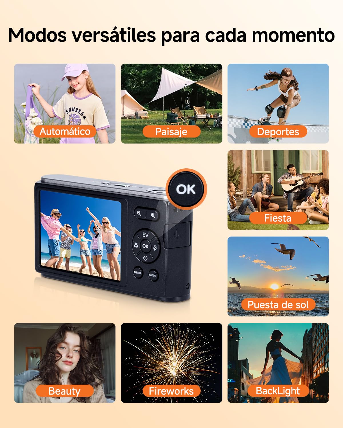 Camara Digital 64MP 4K Rollei Compactline 12X Cámara de Fotos Compacta Zoom Óptico 12x con Doble Pantalla Vlog Camera Portátil para Adolescentes Principiantes, Camara-Fotos-Digital-Camera-Fotográfica