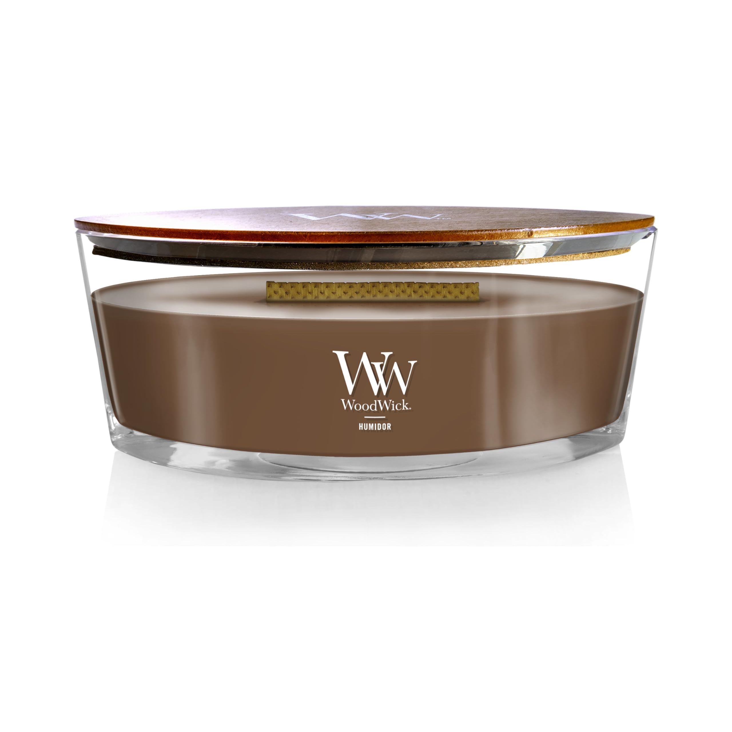 Bougie Woodwick Humidor Ellipse anti-odeur mèche HearthWick
