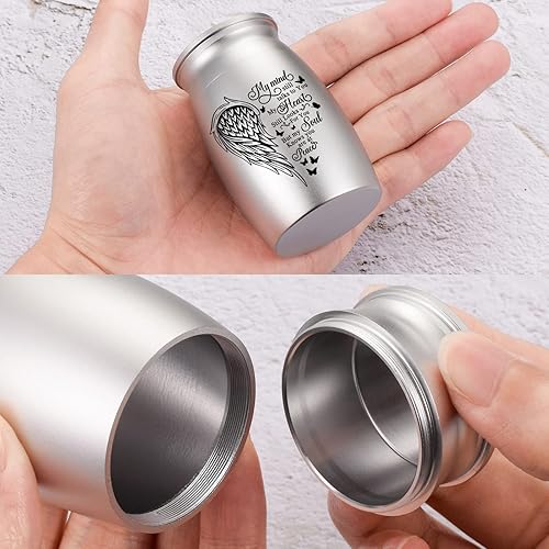 Miniatura 2 de Urnas pequeñas para cenizas humanas, mini urna de aluminio para cenizas ala pequeña urna de cremación conmemorativa soporte de cenizas - Cuando
