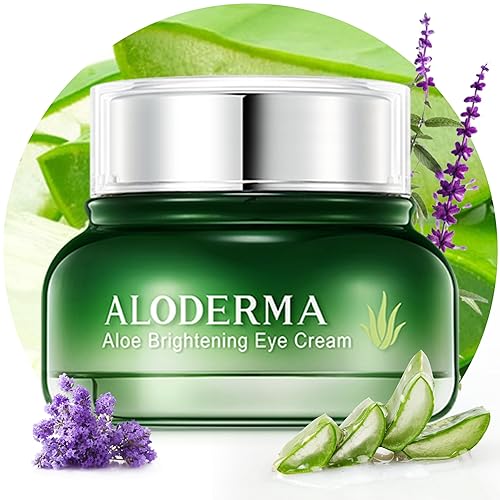 Aloderma Crema de ojos iluminadora con 87% de aloe vera orgánico  Crema de ojos diaria para ojeras e hinchazón con pomelo y extracto de regaliz