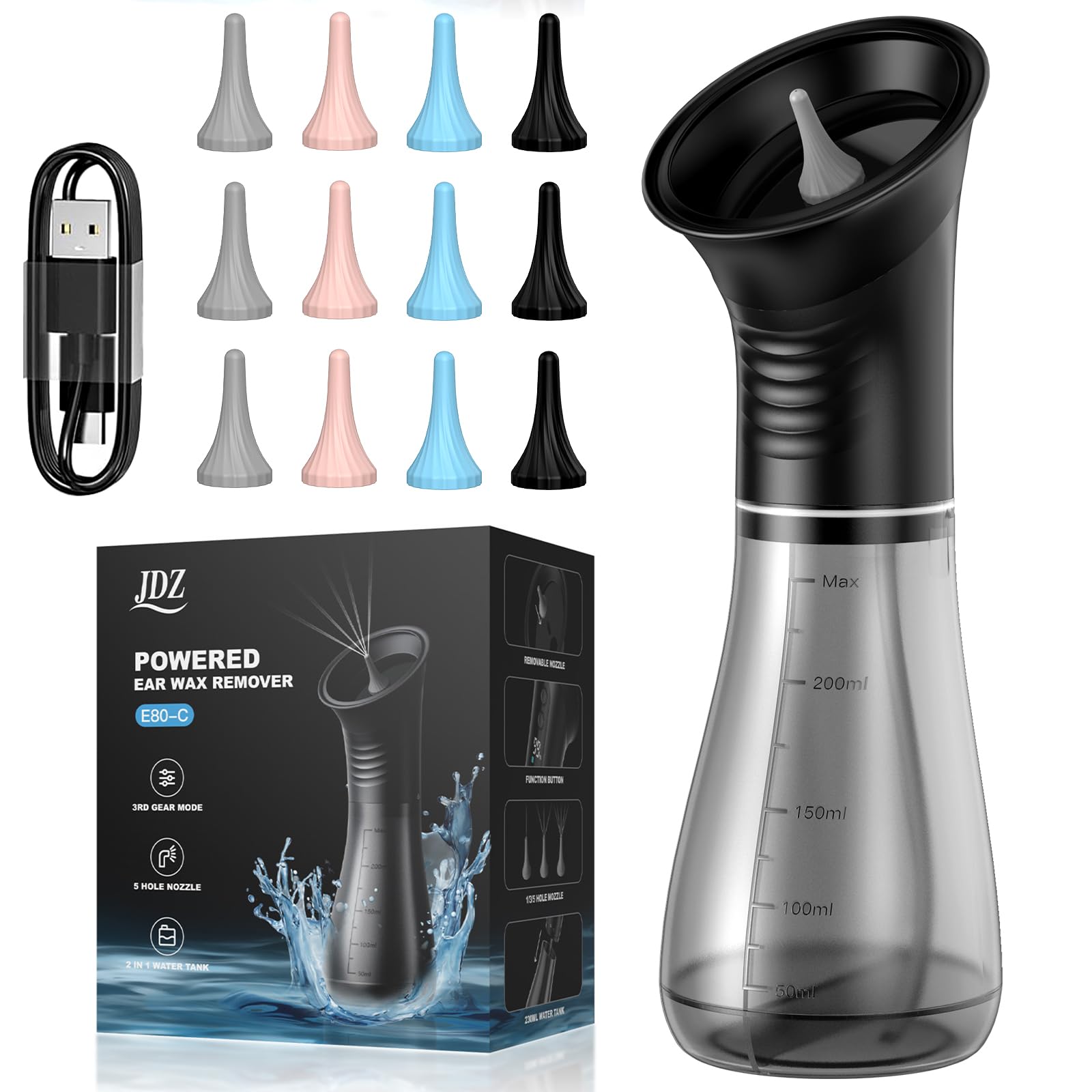 JDZ Electric Ear Wax Removal with One-Piece Waste Tank