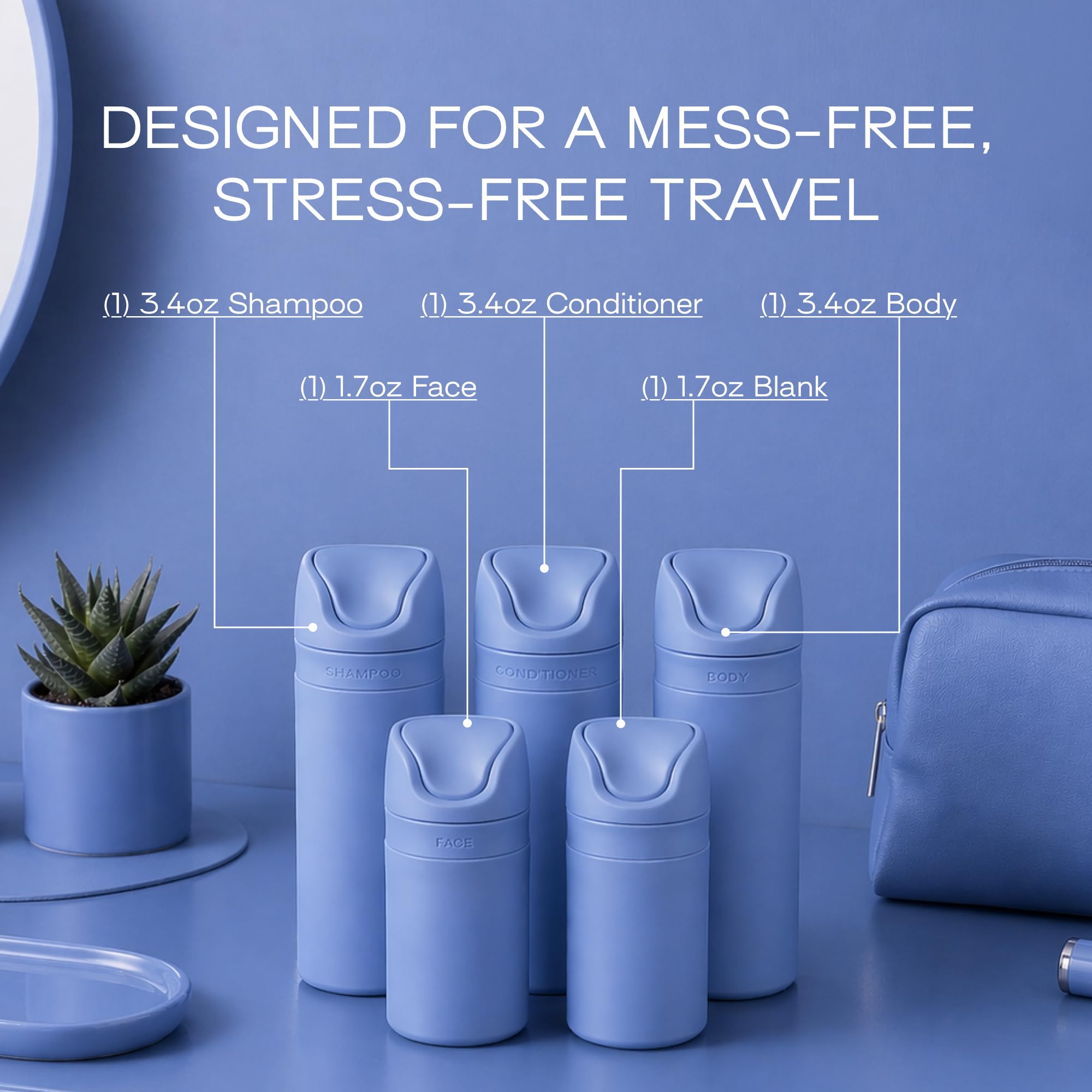 RIES Refillable Travel Toiletry Bottles with Airless Pump
