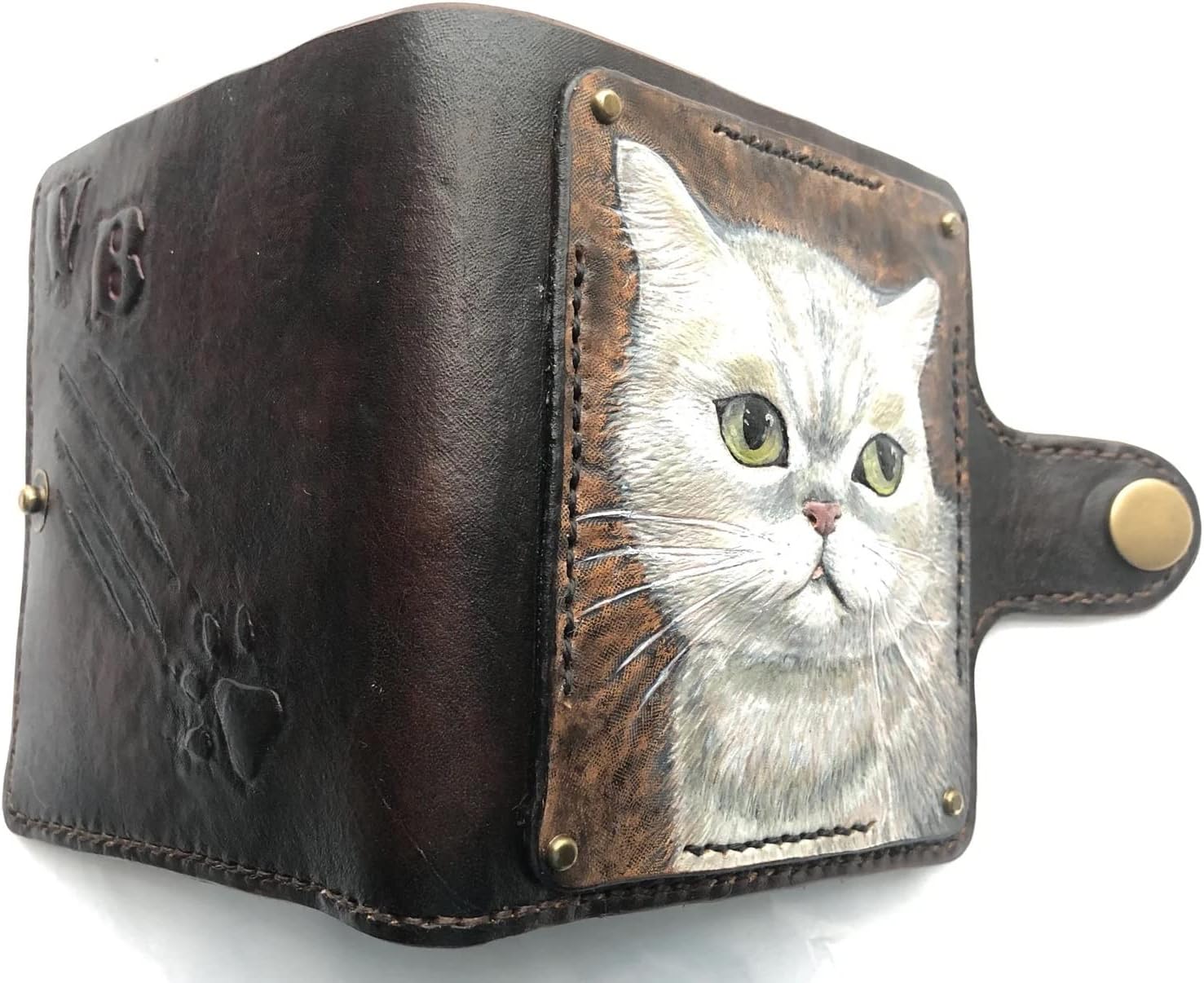 3D Genuine Leather Travel Passport Cover, Passport Holder, Passport Case, Hand-Carved, Hand-Painted, Leather Carving, Custom wallet, Personalized wallet, Pet's Portrait, Cat