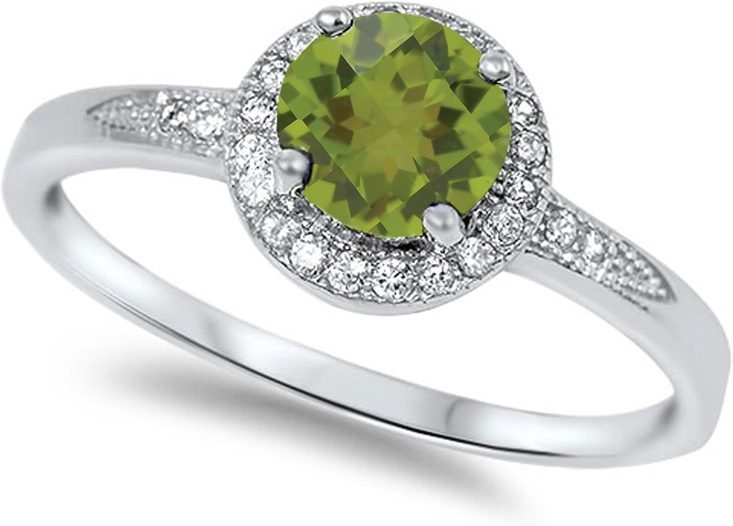 CHOOSE YOUR COLOR Sterling Silver Round Halo Ring