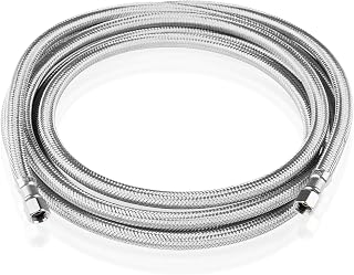 10 FT Refrigerator Water Line,Stainless Steel Braided Ice Maker Hose with 1/4" Comp X 1/4"Compression Fittings(1PCS,10 Foot)(HOSE001)