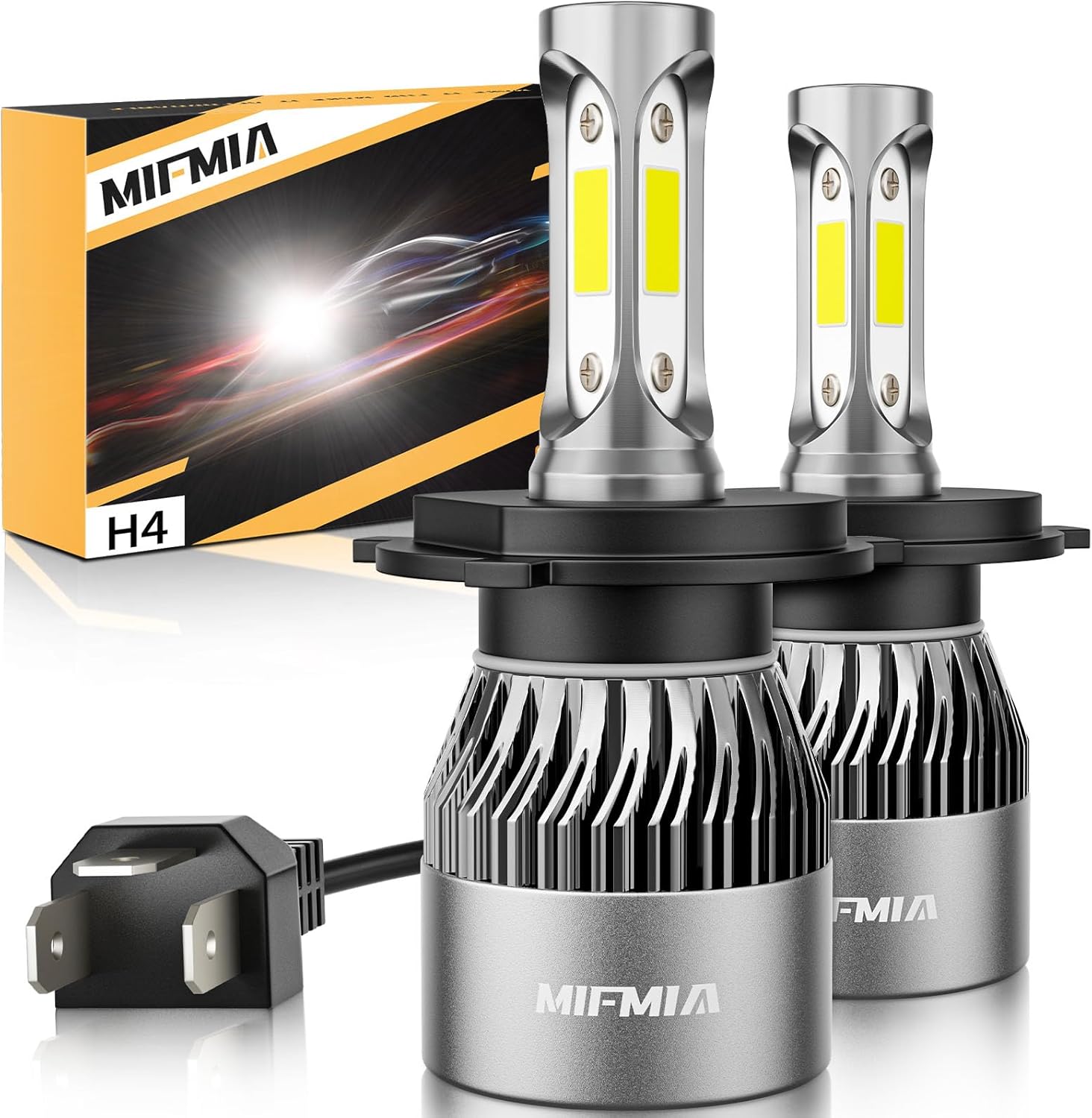 𝖧𝟦/𝖧𝖡𝟤/𝟫𝟢𝟢𝟥 Bulb, 40000LM 800% Brighter, Backup 6500K Cool White, Plug and Play IP68 Waterproof Replacement, Pack of 2, Interior Off-Road Lights