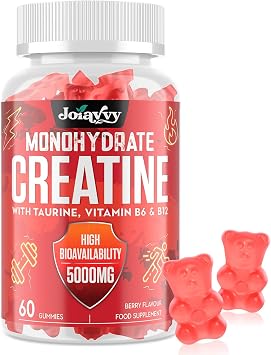 Creatine Monohydrate Gummies 5000mg Per Serving for Men & Women, Enhanced with Taurine & Vitamin B6, Pre -Workout Supplement for Muscle Growth, Strength & Recovery, Berry Flavor, 60 Vegan Gummies