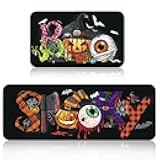 Ceenna Halloween Kitchen Mats Set of 2, 17 x 29 and 17 x 47 Inch Halloween Kitchen Decor, Non Slip Backing Mat with Runner Mats for Floor Cute Indoor Holiday Decor