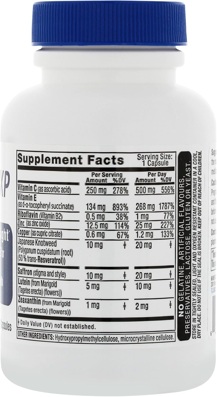 Saffron 2020-XP Supplement with Saffron, Resveratrol, Vitamins and Minerals, Zeaxanthin and Lutein -60 Vegetarian Capsules