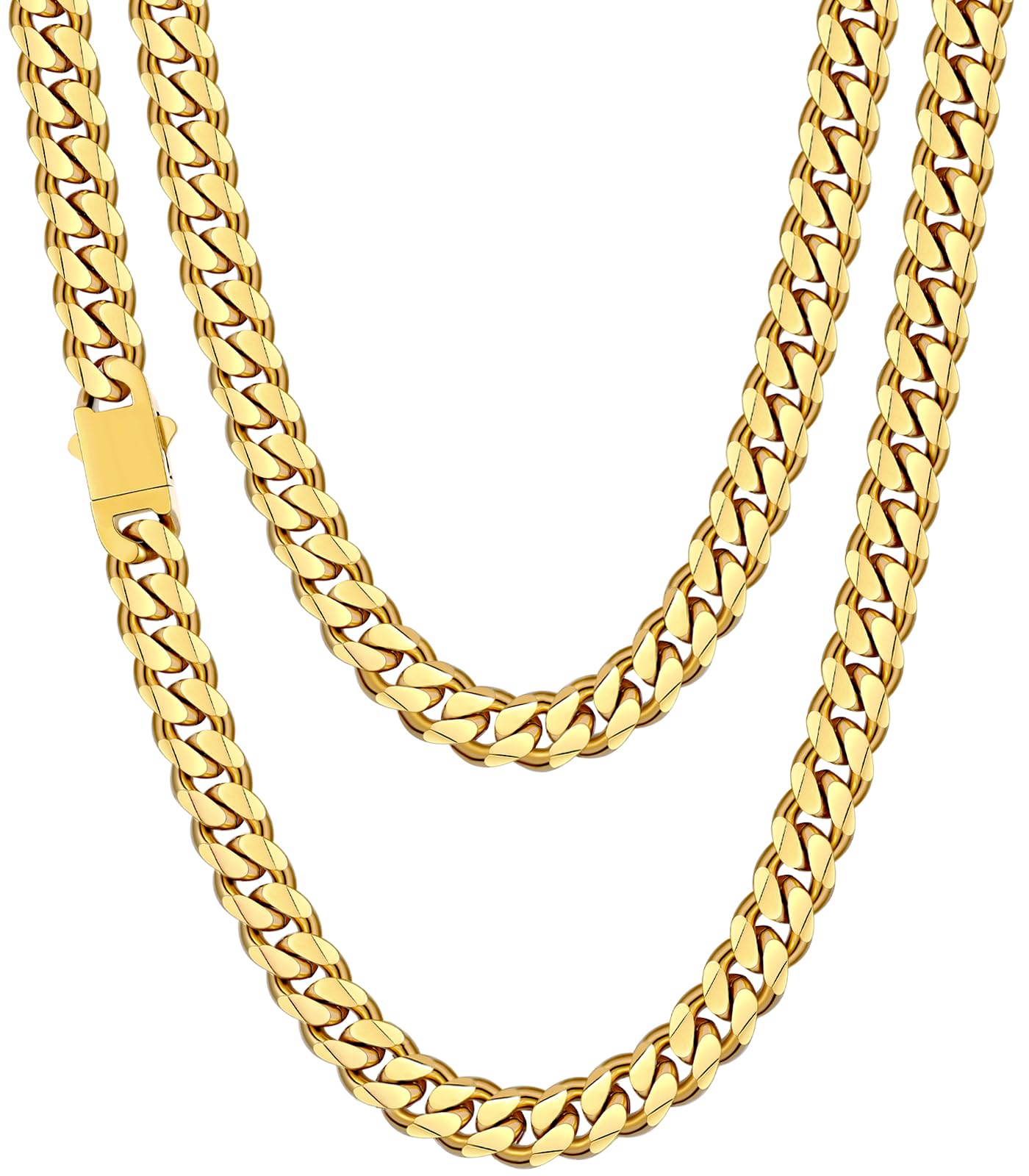 Fiusem 3.5mm Cuban Link Chains for Men, Silver Tone/Black/14K Gold Plated Stainless Steel Necklace Chain, Mens Necklace 16, 18, 20, 22, 24, 26, 28 Inch